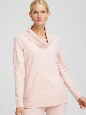 NEW!! Chico's Pink Embellished Sweater